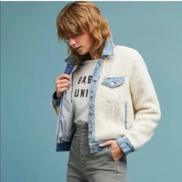 Pilcro and the Letterpress Jackets & Blazers - Anthrropologie Pilcro Sherpa Denim Jacket